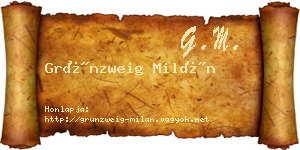 Grünzweig Milán névjegykártya