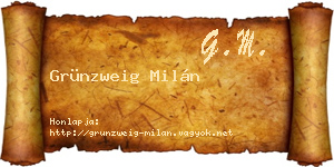 Grünzweig Milán névjegykártya